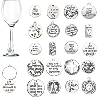20 piezas Adornos de Copa de Vino- CNYMANY Texto Inspirador Temático Copa Bebida Marcadores Etiquetas con Hebilla para…